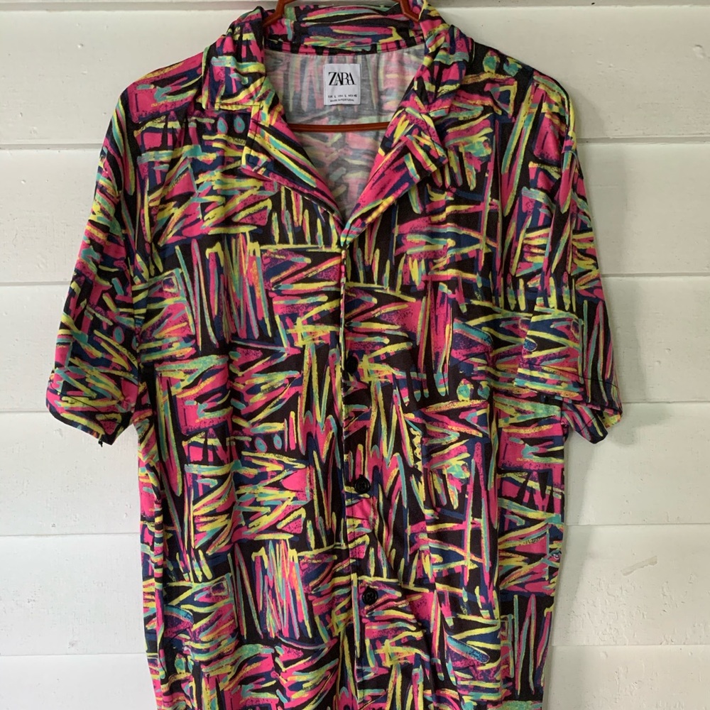 Zara men’s short sleeve button down shirt